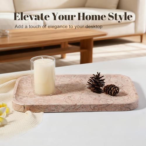 Marble Tray 12"x8" Natural Marble Vanity Tray for Countertop Bathroom Kitchen Dresser