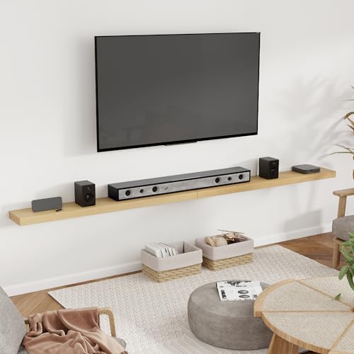 55 Inch Floating Shelves for Wall 8 Inch Deep Oak Shelves Set of 2 (2 Count)