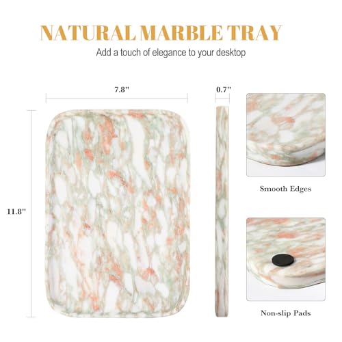Marble Tray 12"x8" Marble Vanity Tray for Countertop Bathroom Kitchen Dresser