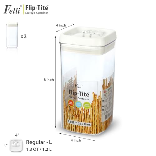 Flip Tite Food Storage Container with Lid Airtight 4" Ring Seal Flip Top (3 Count)