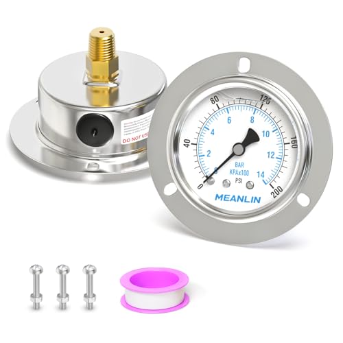 0~200Psi Liquid Filled Pressure Gauge Front Flange Panel Mount