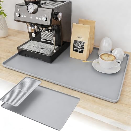 2-in-1 Coffee Mat & Dish Drying Mat Coffee Bar Mats for Countertop [Clean & Organized] Coffee Matt for Counter Silicone Coffee Tray Espresso Mat Coffee Station Mat Espresso Coffee Maker Machine Mat
