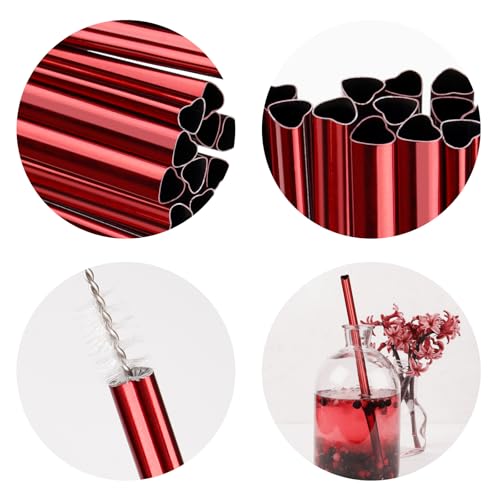 8.5” Heart Shaped Stainless Steel Straws Fit for Smoothie (16 Count)