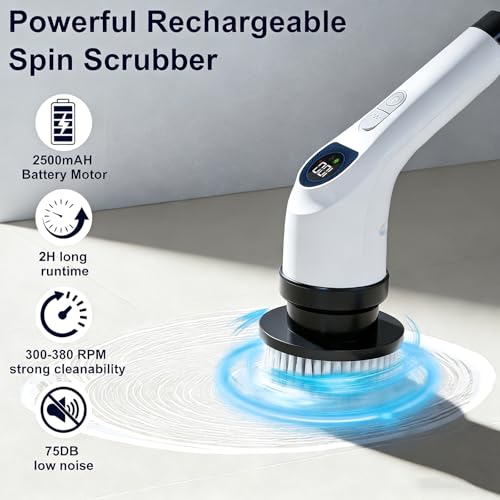 Electric Spin Scrubber for Cleaning with 7 Replaceable Heads