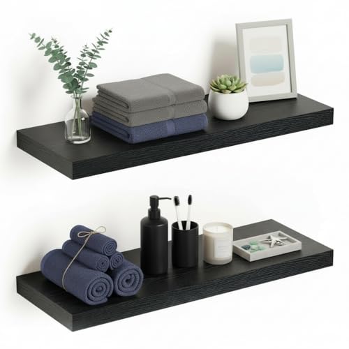 Deep Floating Shelves for Wall 24 inches Long Set of 2 (2 Count)