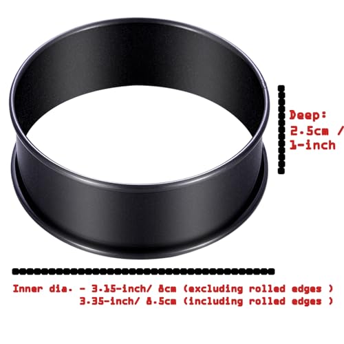 12Packs Crumpet Rings NONSTICK English Muffin Rings 3.15 Inch Stainless Steel Double Rolled Tart Ring Upgraded Round Metal Baking Cooking Pastry Ring Molds for muffins