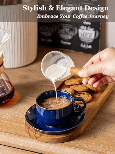 6oz Cappuccino Cups Set of 4 with Saucers Metal Rack (9.99 Count)