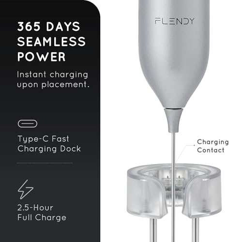 Rechargeable Milk Frother Handheld with Charging Stand