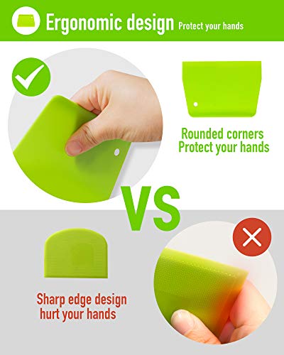 2PCS) Dough Scraper Bowl Scraper ，Food safe Plastic Dough Cutter， Flexible Plastic Scraper Practical Bench Scraper Multipurpose Food Scrappers for Bread Dough Cake Fondant Icing