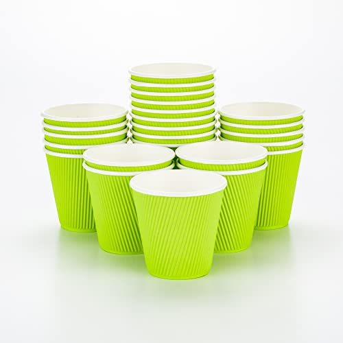 Ripple Wall Coffee Cups 25 Count 8 Ounce Insulated Eco Green Paper Cups