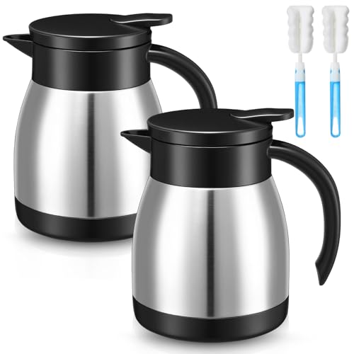 2 Pcs Thermal Coffee Carafe Insulated Stainless Steel Coffee Carafe for Hot Liquid Vacuum Thermal Pot Creamer Pitcher Dispenser with Brushes Keeping Hot Water Milk (2 Count)