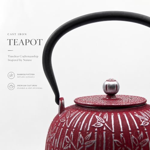 SECHUDO 40.6oz Red Tea Pot