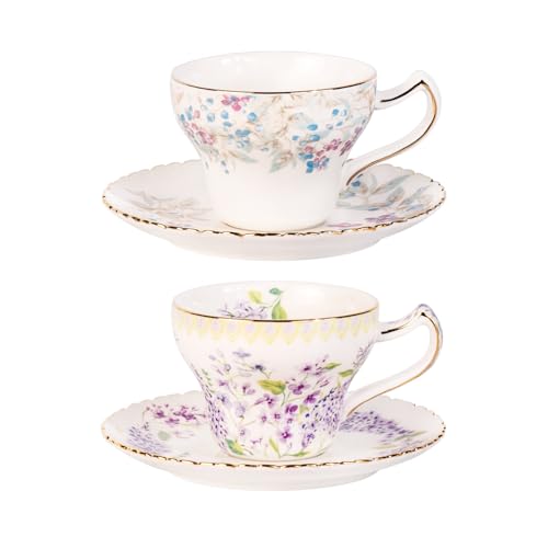 Tea Cups and Saucers Set of 2 (2 Count)