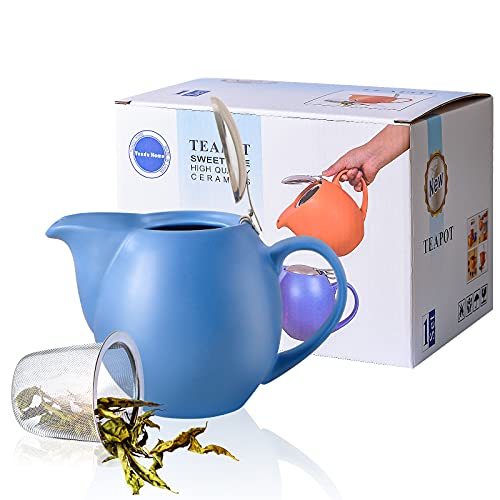 32 ounce Blue Porcelain Tea Pot