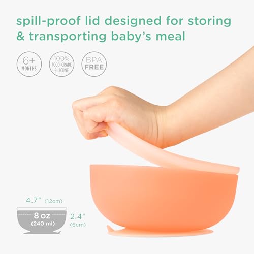 Silicone Baby Bowl with Suction & Lid for Toddlers