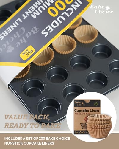 Mini Muffin Pan with 200 Cupcake Liners