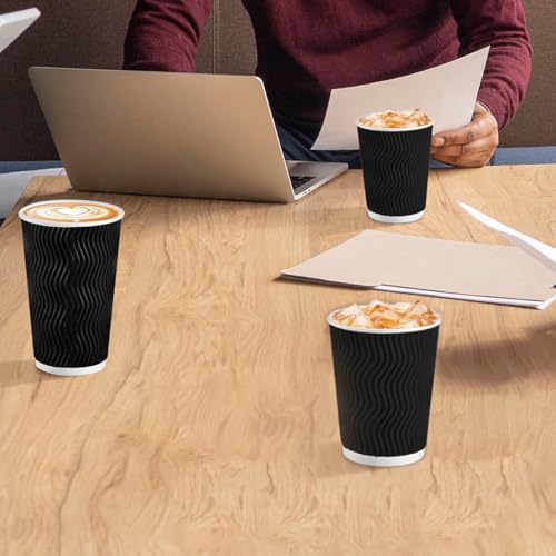12 oz Disposable Coffee Cups 120 Pack Insulated Corrugated Paper Cup (120 Count)