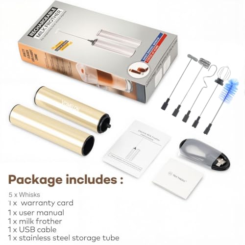 Rechargeable Milk Frother Handheld Electric Frother Wand Milk Foamer Drink Mixer for Coffee