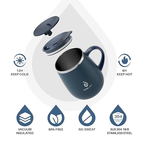 16 oz Insulated Coffee Mug with Lid and Handle