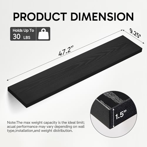 Black Floating Shelves 47.2in