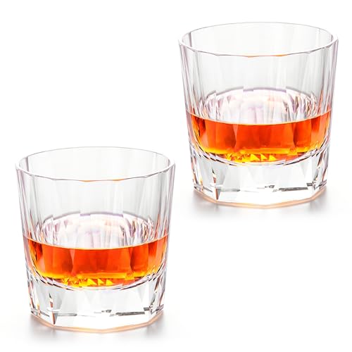Crystal Whiskey Glasses Set of 2 Handcrafted Old Fashioned Glasses (2 Count)