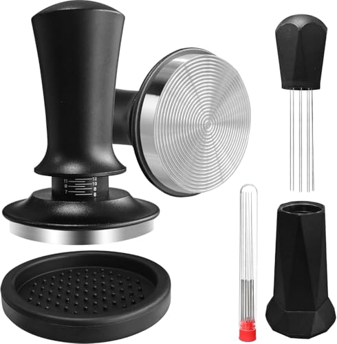 Espresso Tamper Calibrated Spring Loaded Coffee Tamper with Silicone Mat