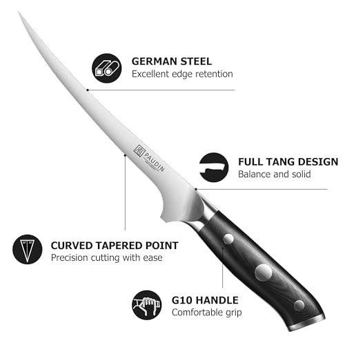 Fillet Knife 7" Flexible Boning Knives with G10 Handle