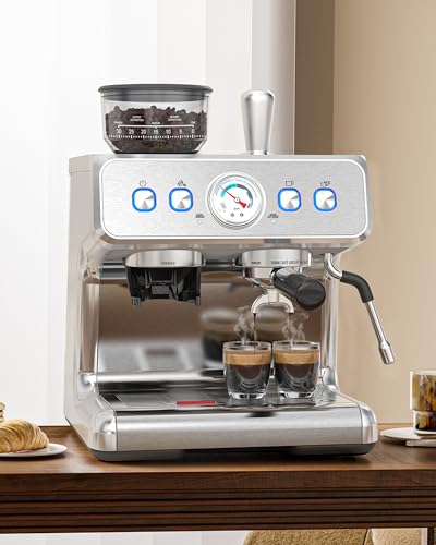 20 Bar Espresso Machine with Grinder & Milk Frother Steam Wand