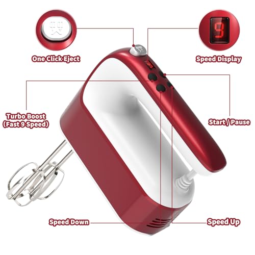 9 Speed Digital Hand Mixer Electric