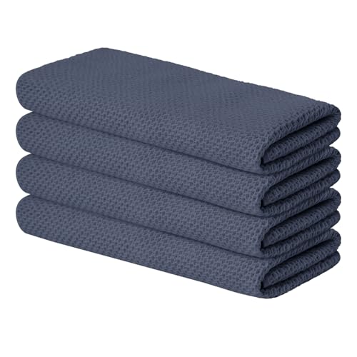 100% Cotton Dark Grey Waffle Weave Kitchen Dish Cloths (4 Count)