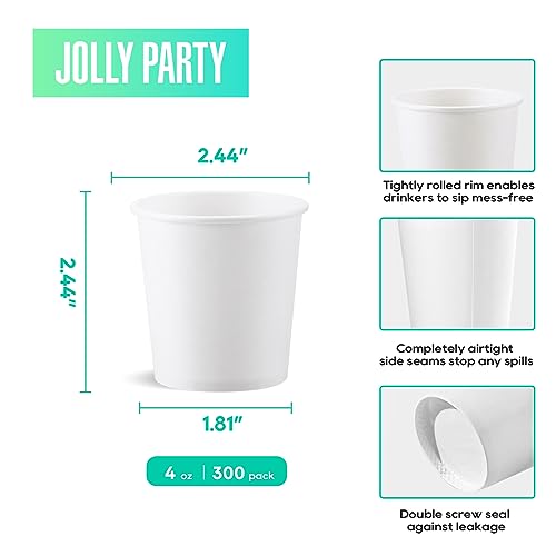 300Pack 4oz Disposable Paper Coffee Cups White Hot Coffee Cups (300 Count)