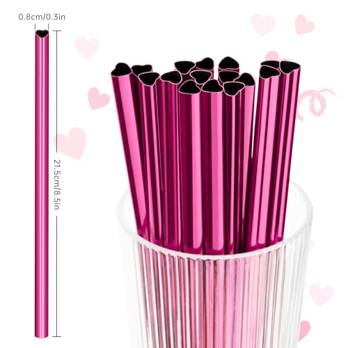 8.5” Heart Shaped Stainless Steel Straws Fit for Smoothie (16 Count)