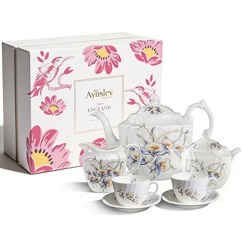 7 Piece Floral Porcelain Tea Sets with Sugar Bowl Creamer Teacups