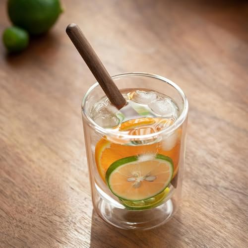 Black Walnut Wood 4Pcs Coffee Stirrers 6″ Reusable & Multifunctional for Coffee (4 Count)