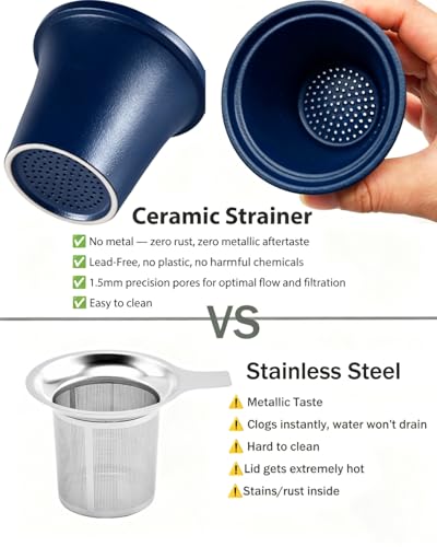 15 oz Ceramic Tea Infuser Cup with Lid
