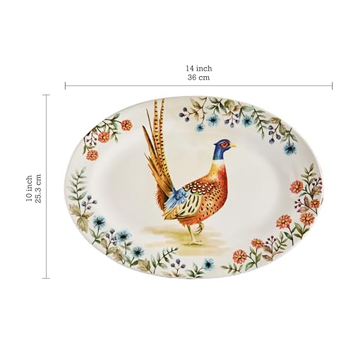 Autumn Birds 16 plus 14 inch Oval Platters Set (2 Count)