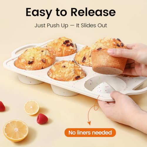 Silicone Jumbo Muffin Pan for Baking with Metal Reinforced Frame