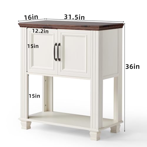 Farmhouse Coffee Bar Cabinet with Open Shelf