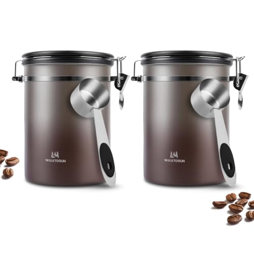 Coffee Canister Airtight Storage Container Stainless Steel Coffee Jar with Scoop