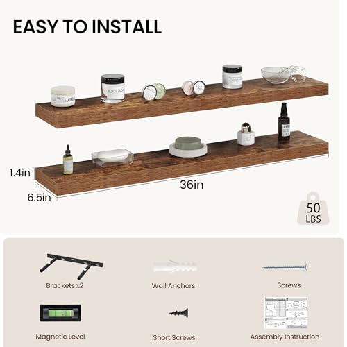 36 Inch Floating Shelves Wall Mounted for Display (2 Count)