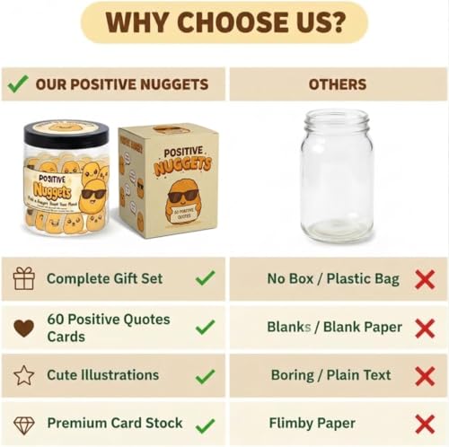 Positive Chicken Nuggets Jar with 60 Affirmation Cards