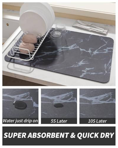 Coffee Mat Hide Stain Rubber Backed Absorbent Dish Drying Mat for Kitchen Counter