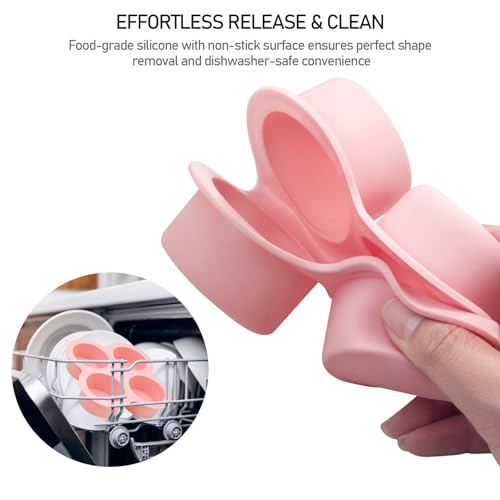 Air Fryer Egg Bite Molds 2 Pack Silicone 4 Cup Non Stick Pink (2 Count)