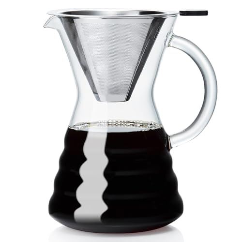 Pour Over Coffee Maker with Permanent Stainless Filter 40 fl oz (40 Fl Oz)