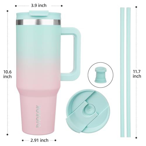40 oz Insulated Tumbler with Handle & Straw