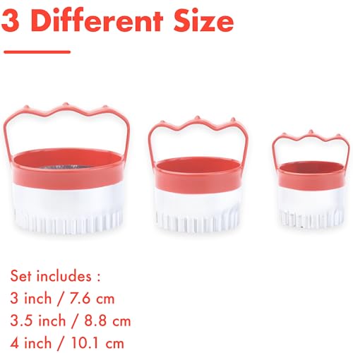 3 Pcs Fluted Round Biscuit Cutters with Handle 3" 3.5" 4" (3 Count)