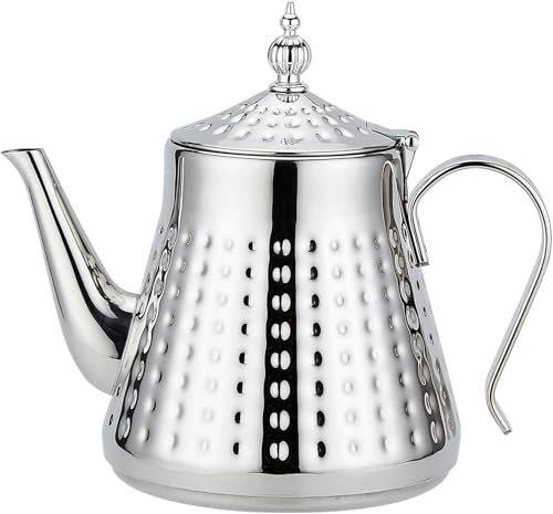 1.2L(40oz) Stainless Steel Hammer Patterned Teapot With Removeable Infuser,Loose leaf cover,Silver