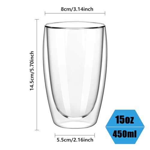 Set of 2 Double Wall Glass Coffee Mugs