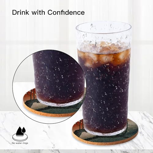 Cork Coasters for Drinks Absorbent Non Slip 12pcs 4 Inch Ukiyo (12 Count)