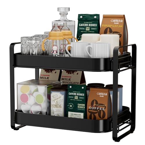 2 Tier Cup Drying Rack & Coffee Bar Accessories with Drying Tray